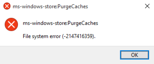 Ms windows store purgecaches приложение не запустилось